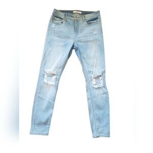 Eunina Blue Skinny Jeans Distressed Ripped Casual. Mid Rise. Ankle. Size 11
